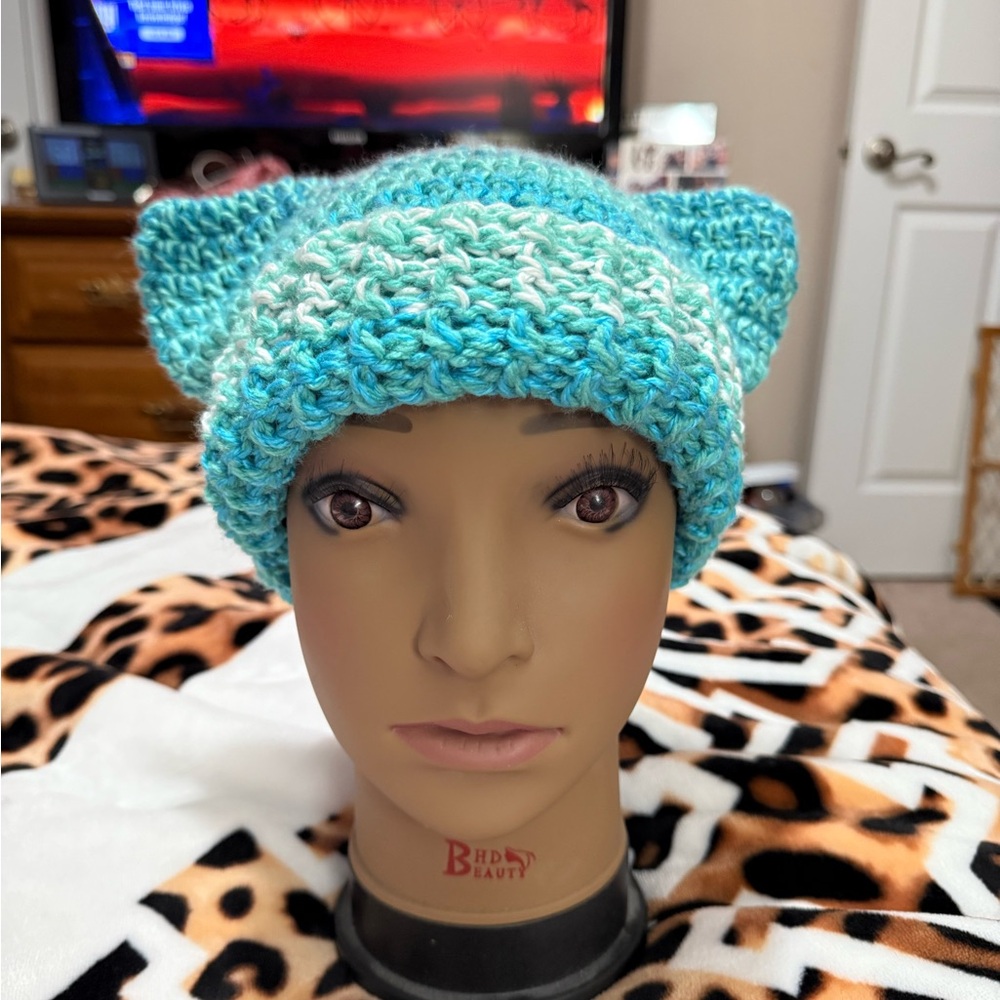 Handmade Blue and White Crochet Hat